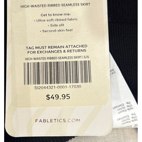 FABLETICS Womens High-Waisted Ribbed Seamless Skirt Black Knit Size Small NEW - Picture 4 of 4